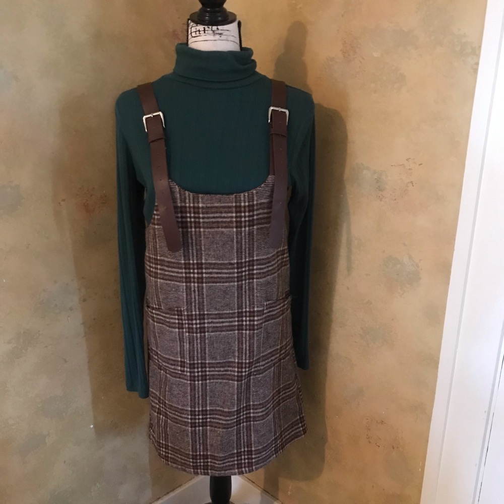 Plaid Overall Dress